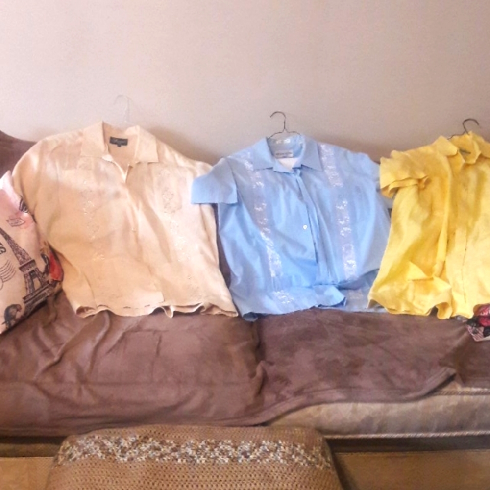 Havana shirts in cream, sky blue, and yellow